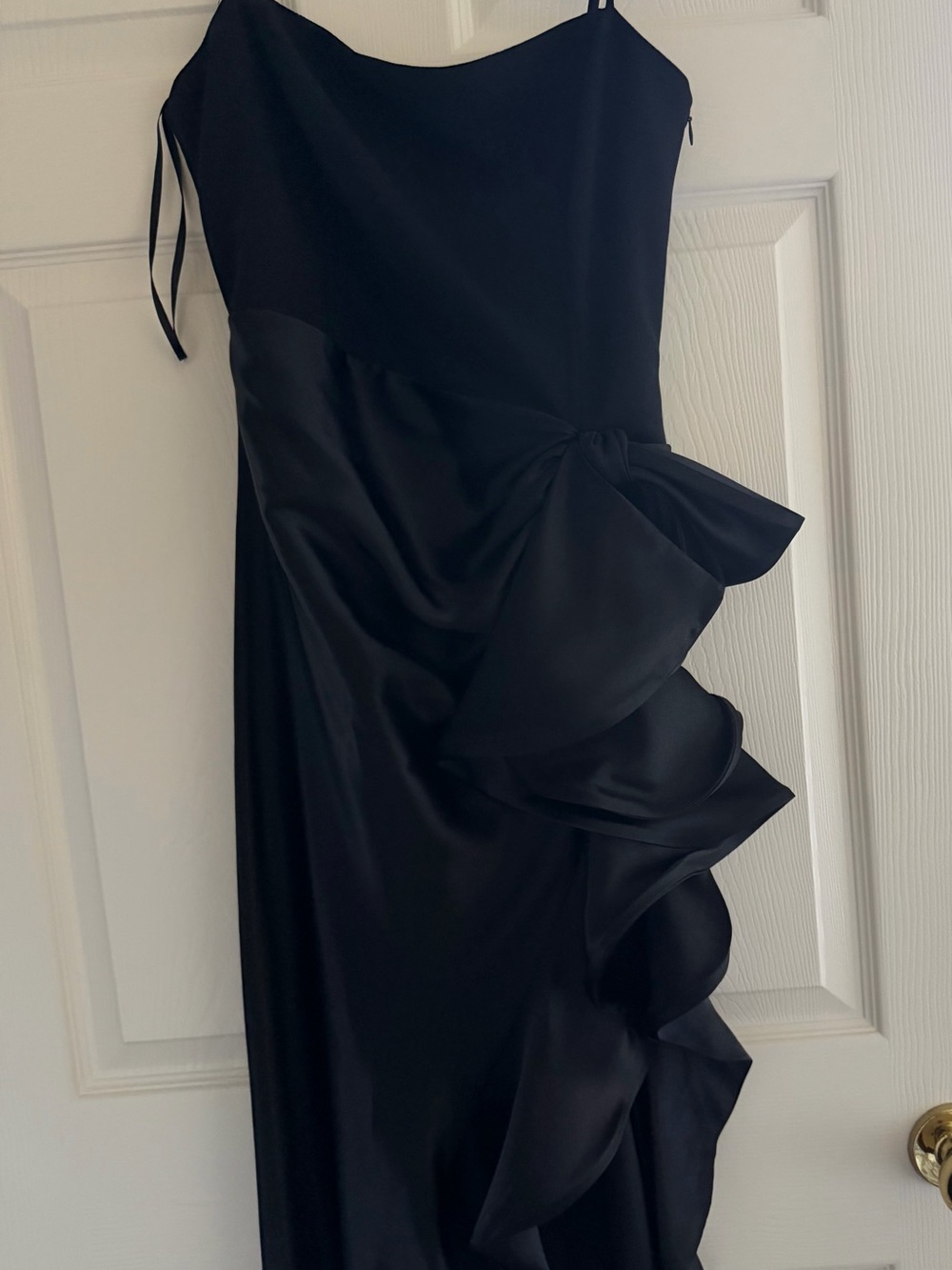Betsy Adam Ruffle Satin Evening Dress